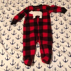 Fleece Plaid Feet Pajamas